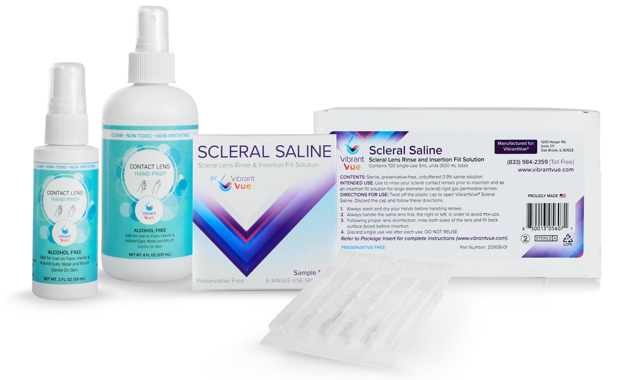 Visionary Optic's Vibrant Vue scleral lens care product collection