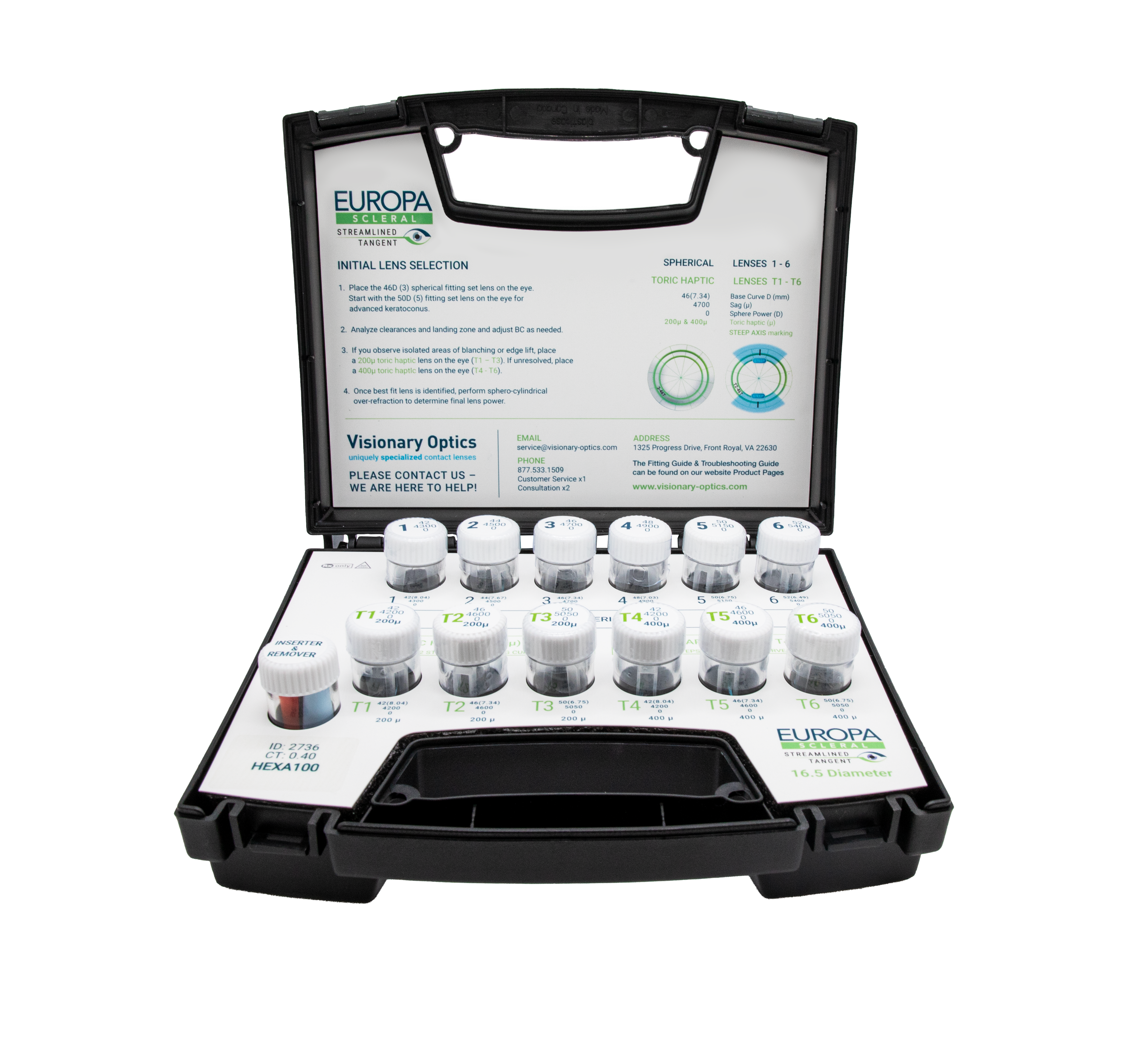 Europa Scleral tangent design lens case, Visionary Optics